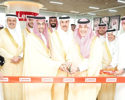 (L-R) H.E. Mohammed AlJasser, TASAMA Business Services Chief Executive Officer | Eng. Mohammed AlRobayan, Deputy Minister of Technology, MCIT | Eng. Mohammed Alqahtani, EVP, Partnerships & Capability Building, LCGPA | H.E. Fahad bin Abduljalil Al-Saif, Minister of Investment, MISA | Dr. Abdullah Al-Faifi, Deputy Governor, DGA